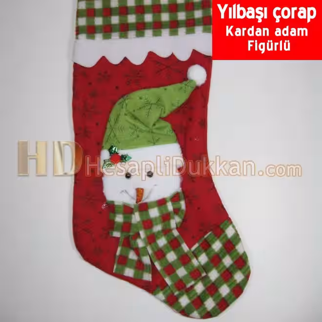 Yılbaşı noel çorapları kardan adamlı