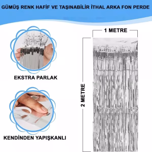 Gümüş Metalize Saçak Perde