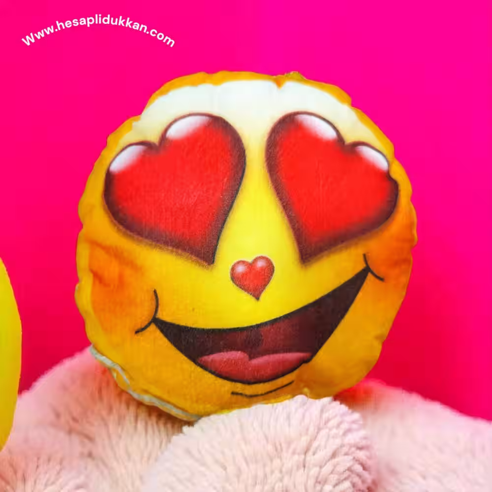 Toptan Baskılı Makina Peluş Kalp Göz Emoji