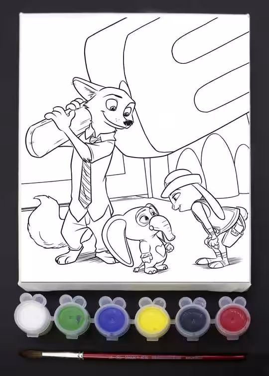 Çocuklar İçin Tuval Boyama Seti Zootopia