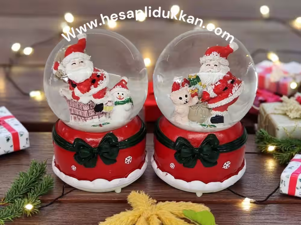 Orta Boy Müzikli Işıklı Yılbaşı Kar Küresi