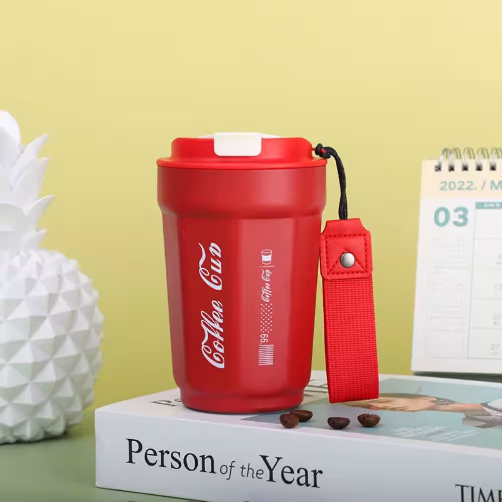 Paslanmaz Çelik Termos Bardak 390ml Kırmızı