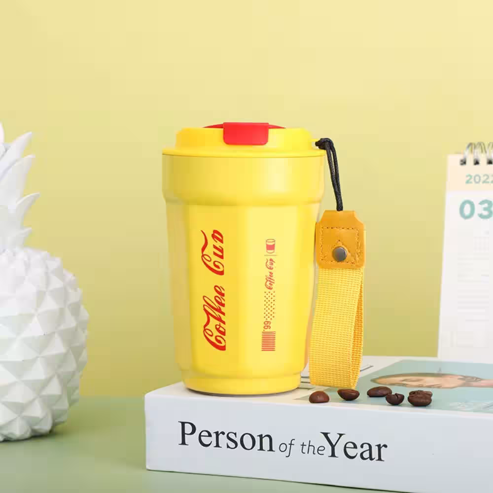 Sarı Paslanmaz Çelik Termos Bardak 390ml Toptan
