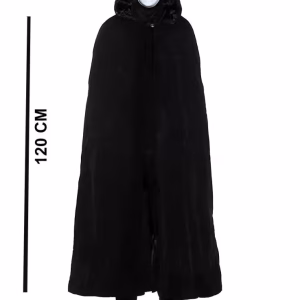 Siyah Kapüşonlu 120 cm Pelerin Beyaz Boyanabilir Tam Yüz Maske