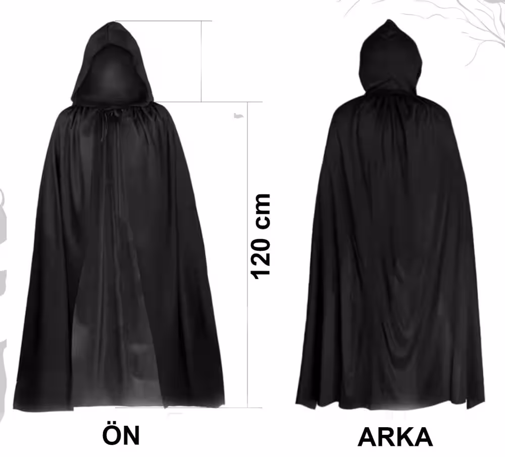Siyah Uzun Pelerin 120 cm