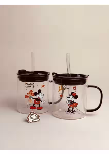 Toptan Cam Kupa Miki & Minnie