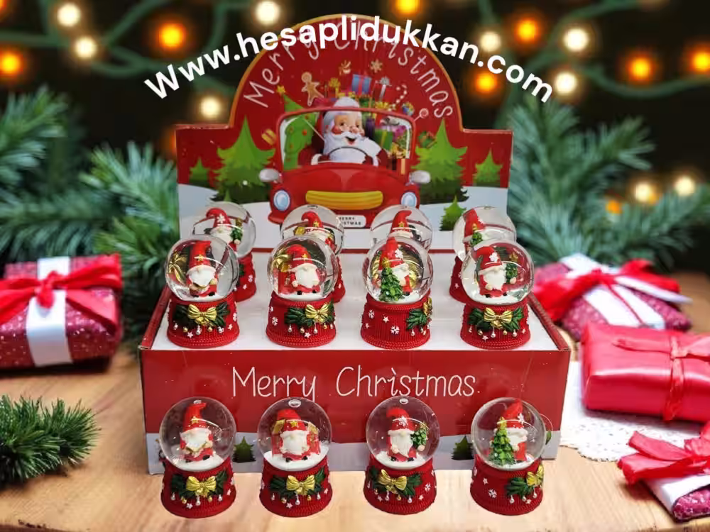 Toptan Yılbaşı Kar Küreleri Mini Noel Baba
