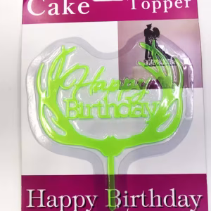 Happy Birthday Yazılı Yeşil Dallı Pasta Kek Çubuğu