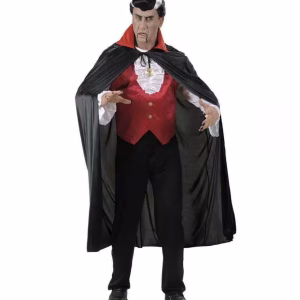 Kırmızı Yakalı Siyah Dracula Pelerin 120 cm