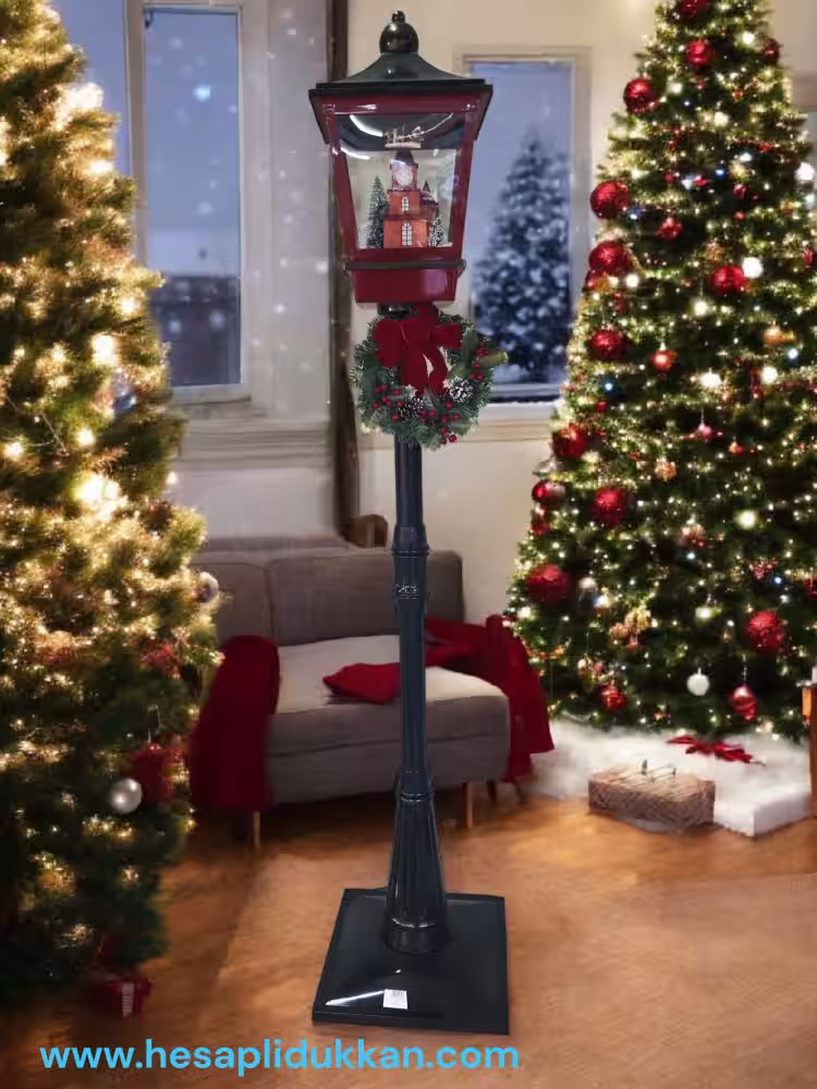 Müzikli Yılbaşı Sokak Lambası Dekorasyon 200 cm