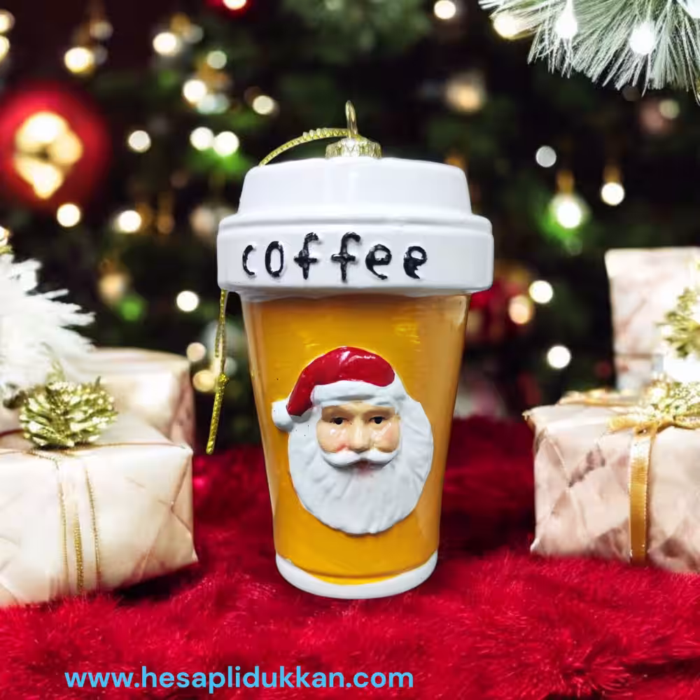 Noel Baba Figürlü Lux Kahve Bardağı Süsü Toptan