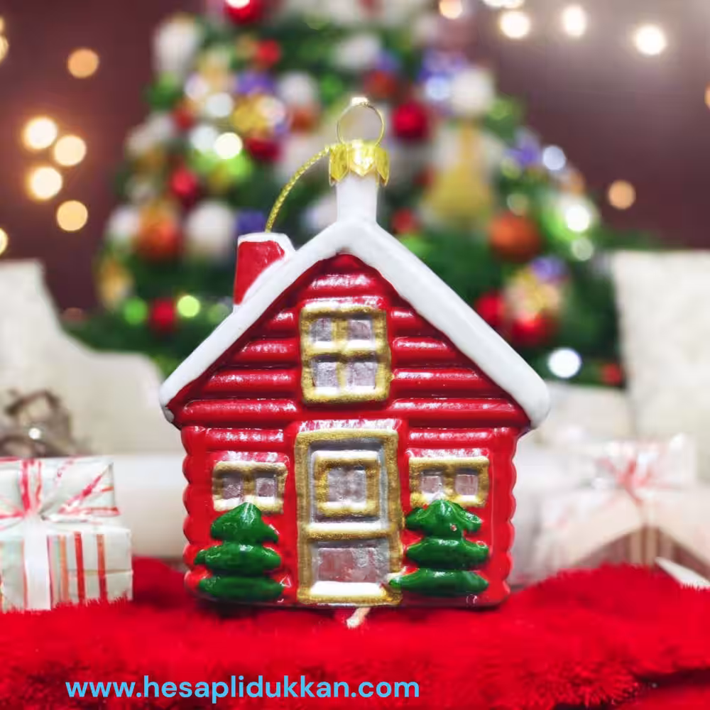 Toptan Kırmızı Kütük Noel Evi Yılbaşı Ağacı Süsleri