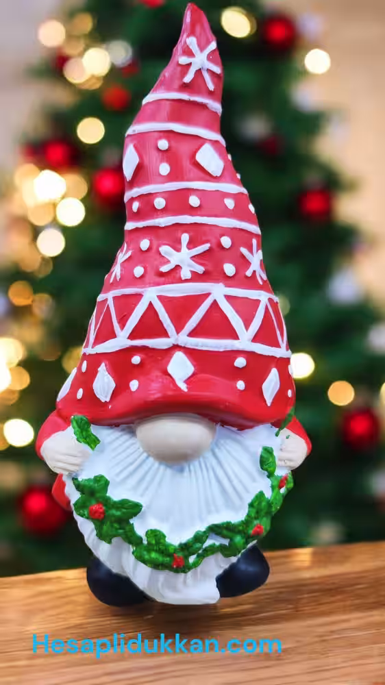 Toptan Kırmızı Noel Cücesi Biblo