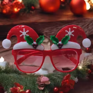 Toptan Noel Şapkalı Parti Gözlükleri