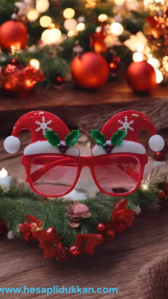 Toptan Noel Şapkalı Parti Gözlükleri