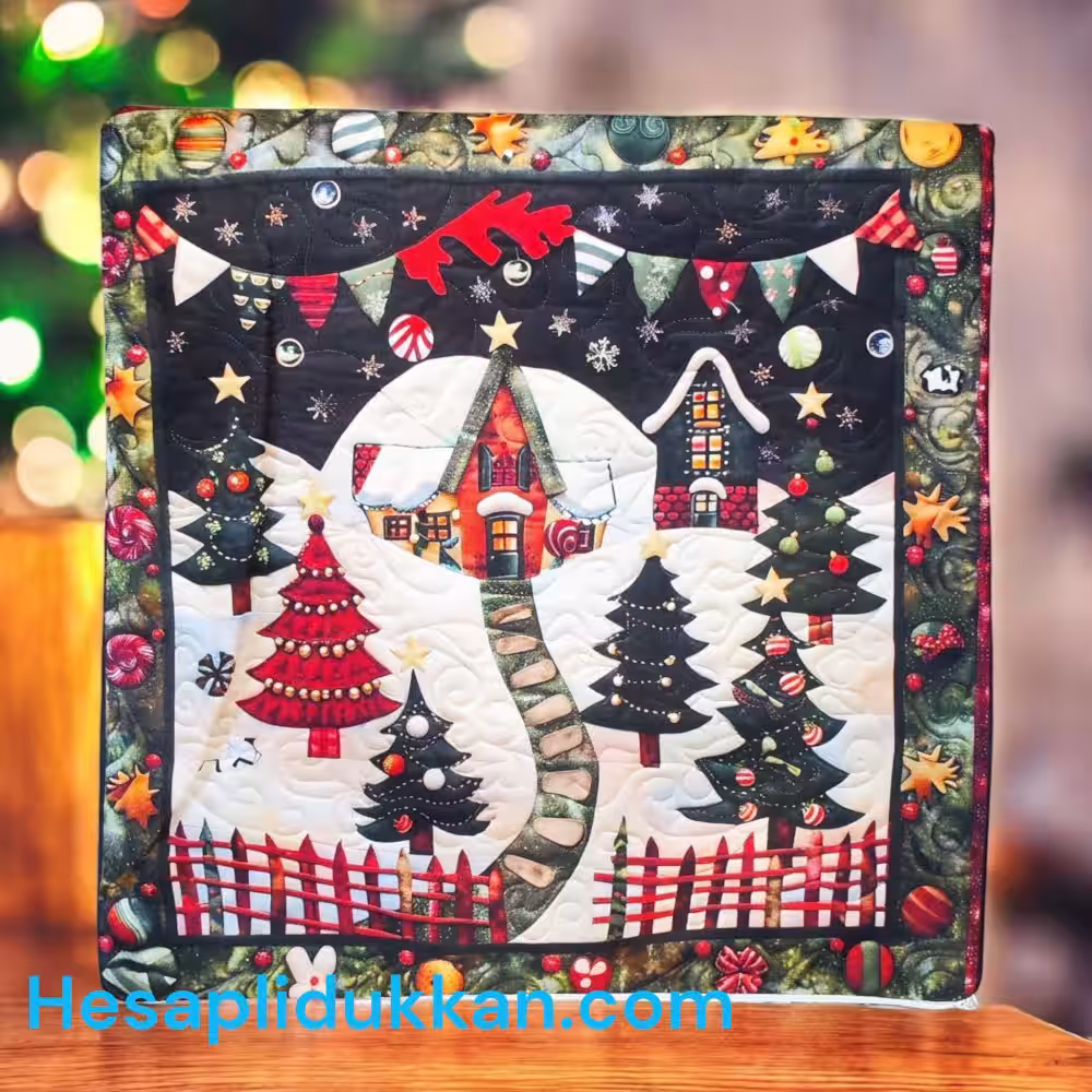 Toptan Yılbaşı Minderi Kar Motifli 50x50
