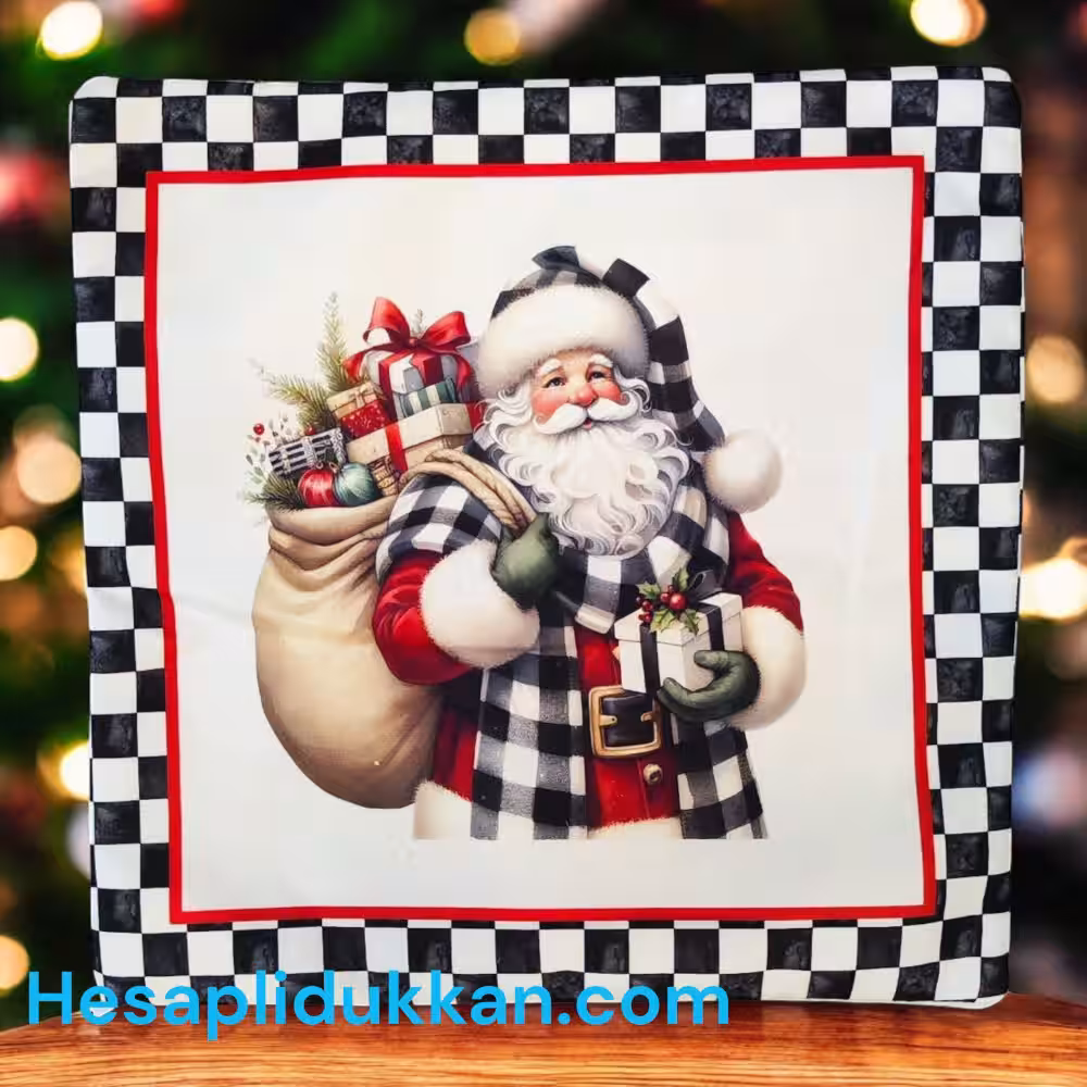 Toptan Yılbaşı Minderi Noel Baba Desenli