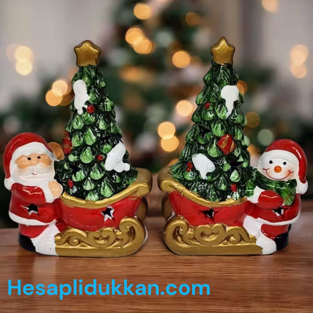 Yılbaşı Biblo Toptan Seramik Mum Işıklı