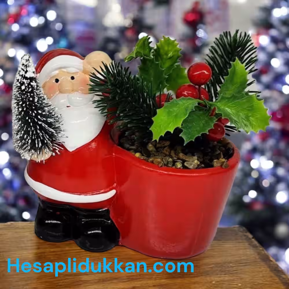 Yılbaşı Biblo Toptan Yapay Çiçek Saksısı