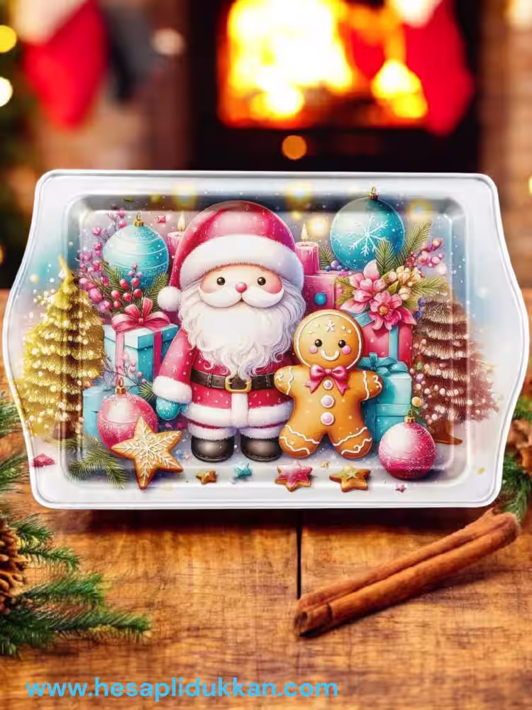 Yılbaşı Hediyelik Metal Tepsi Noel Baba