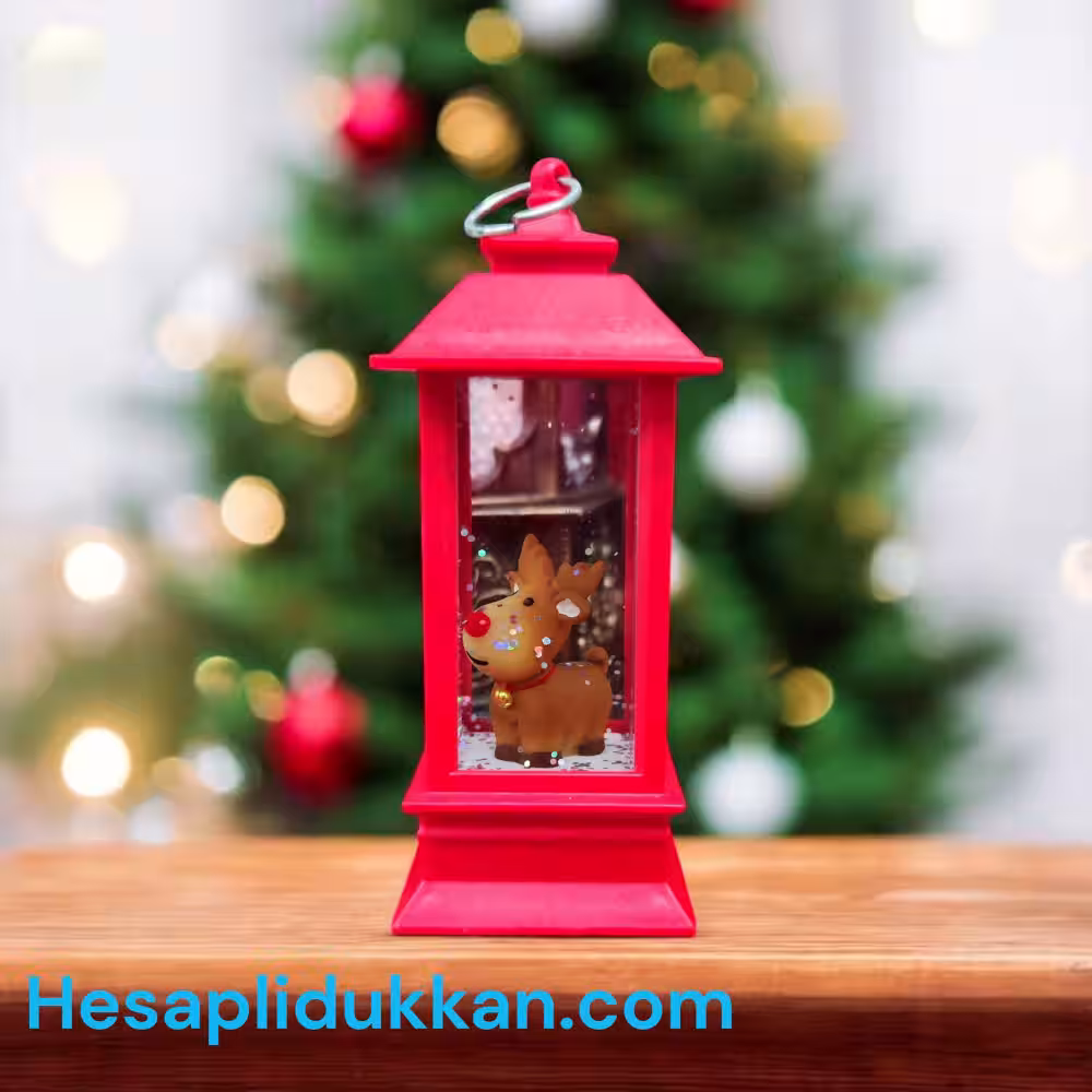 Yılbaşı Işıklı Fanus Toptan Kırmızı