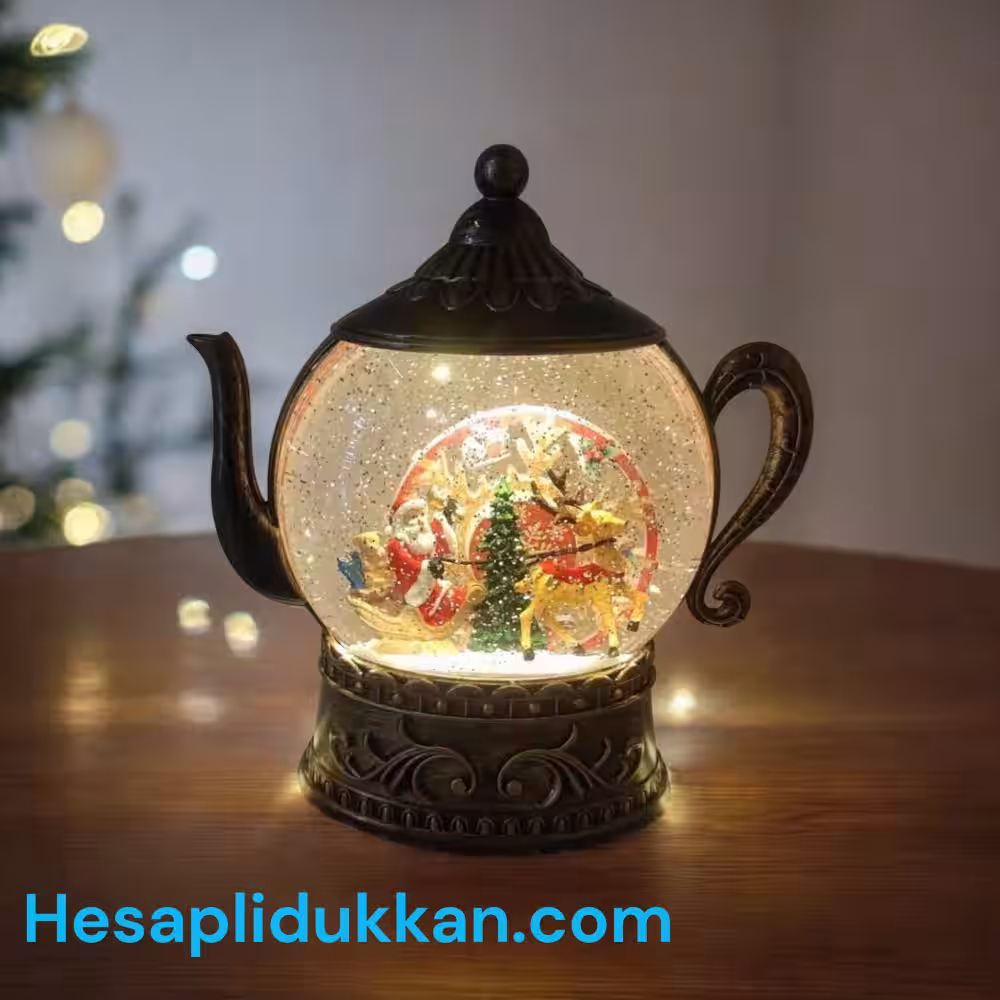 Yılbaşı Müzikli Kar Küresi Fanus Işıklı