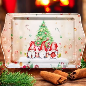 Yılbaşı Temalı Metâl Tepsi 16 cm * 25 cm