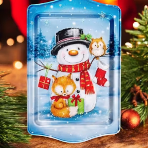 Yılbaşı Temalı Metâl Tepsi 16 cm * 25 cm