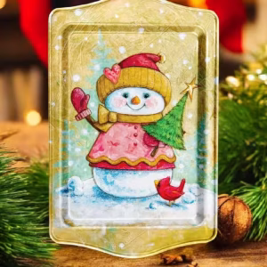Yılbaşı Temalı Metâl Tepsi 16 cm * 25 cm