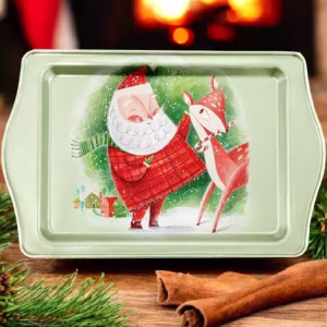 Yılbaşı Temalı Metâl Tepsi 16 cm * 25 cm