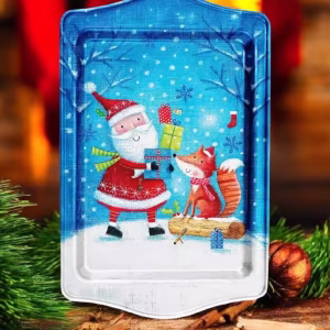 Yılbaşı Temalı Metâl Tepsi 16 cm * 25 cm