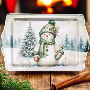 Yılbaşı Temalı Metâl Tepsi 16 cm * 25 cm