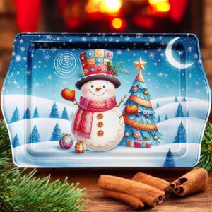 Yılbaşı Temalı Metâl Tepsi 16 cm * 25 cm