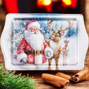 Yılbaşı Temalı Metâl Tepsi 16 cm * 25 cm