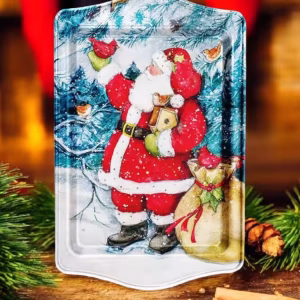 Yılbaşı Temalı Metâl Tepsi 16 cm * 25 cm