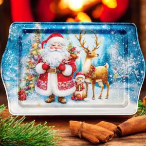 Yılbaşı Temalı Metâl Tepsi 16 cm * 25 cm