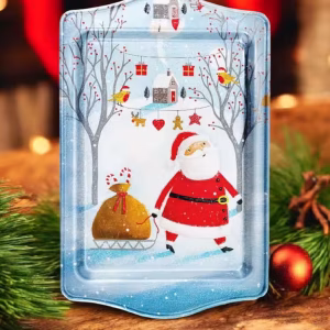 Yılbaşı Temalı Metâl Tepsi 16 cm * 25 cm