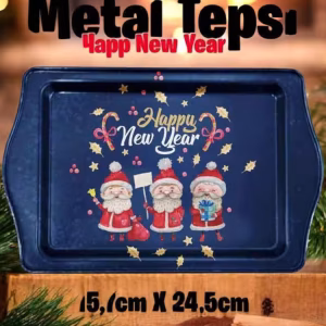 Yılbaşı Temalı Metâl Tepsi 16 cm * 25 cm