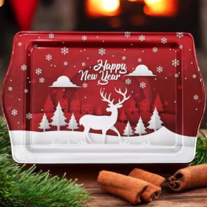 Yılbaşı Temalı Metâl Tepsi 16 cm * 25 cm