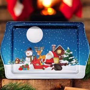 Yılbaşı Temalı Metâl Tepsi 16 cm * 25 cm