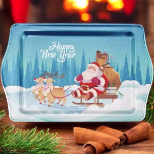 Yılbaşı Temalı Metâl Tepsi 16 cm * 25 cm