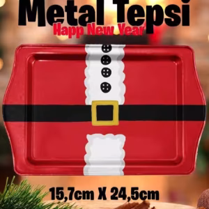 Yılbaşı Temalı Metâl Tepsi 16 cm * 25 cm