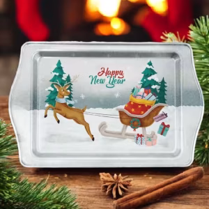 Yılbaşı Temalı Metâl Tepsi 16 cm * 25 cm