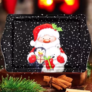 Yılbaşı Temalı Metâl Tepsi 16 cm * 25 cm