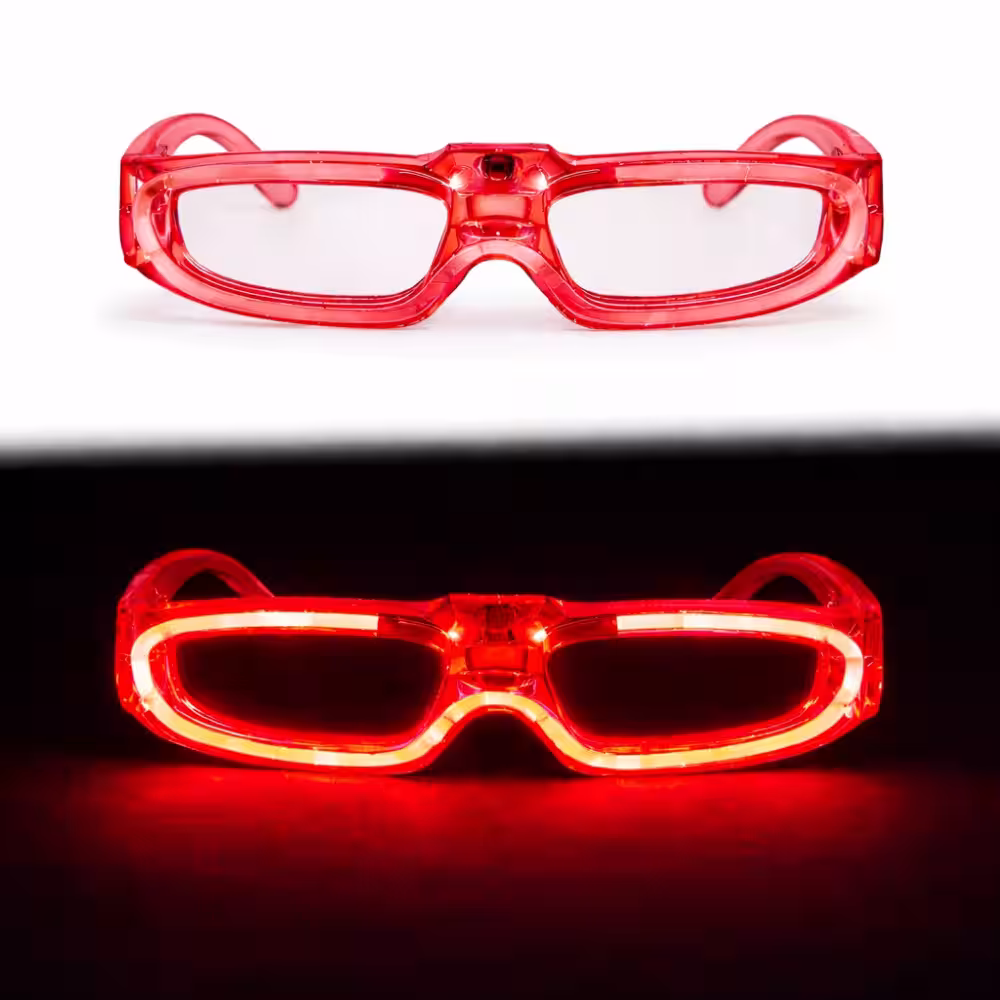 Kırmızı LED Işıklı Parti Gözlüğü 3 Modlu – Glow & Gece Eğlence Gözlüğü