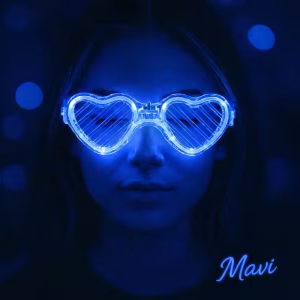 Mavi LED Işıklı Kalp Gözlük – 3 Modlu Parti & Glow Gözlüğü