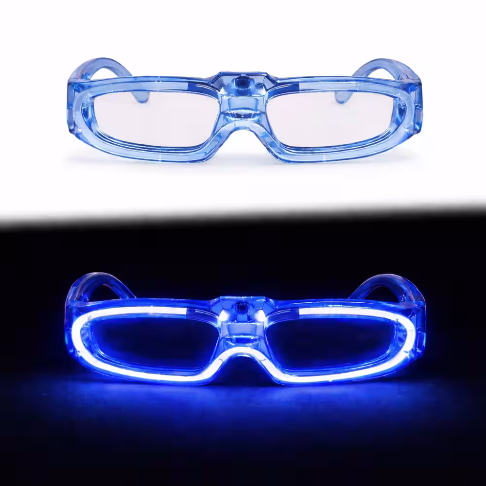 Mavi LED Işıklı Parti Gözlüğü 3 Modlu – Glow & Gece Eğlence Gözlüğü