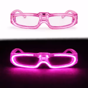 Pembe LED Işıklı Parti Gözlüğü 3 Modlu – Glow & Gece Eğlence Gözlüğü