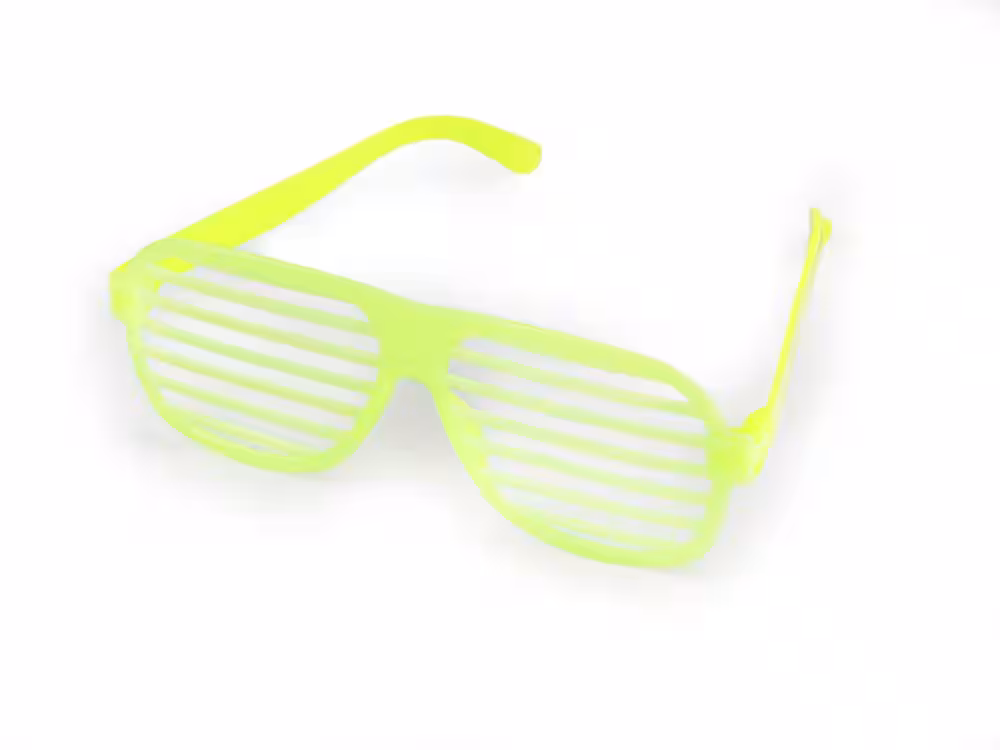 Retro Neon Fosforlu Panjur Gözlük 12 Adet – 80’ler 90’lar Parti Stili