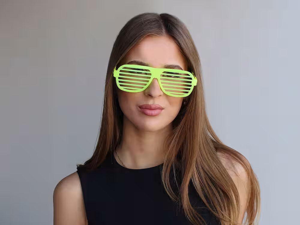 Retro Neon Fosforlu Panjur Gözlük 12 Adet – 80’ler 90’lar Parti Stili